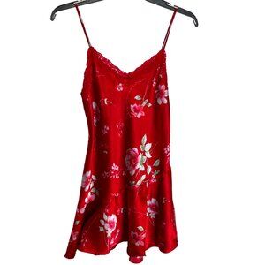 California Dynasty Vintage Womens Red Satiny Dress Size S Y2K Retro Rave Fairy